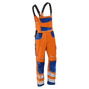 KÜBLER® unisex Warnschutz-Latzhose REFLECTIQ orange, kornblau Größe 50