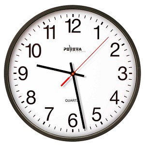 PEWETA Wanduhr schwarz 25,0 cm Kunststoff