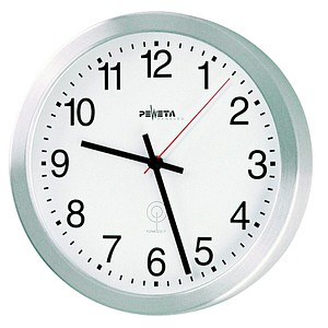 PEWETA Funkwanduhr silber 20,0 cm Aluminium, matt