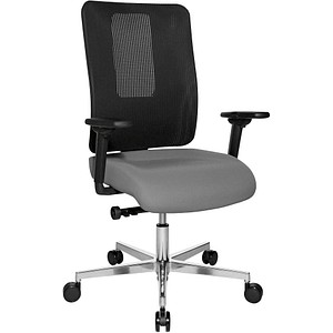 Topstar Bürostuhl Sitness Open X (N) Deluxe Alu mit Schiebesitz, OX39WTW2 T230 hellgrau, schwarz, alu Stoff