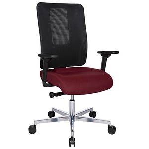 Topstar Bürostuhl Sitness Open X (N) Deluxe Alu mit Schiebesitz, OX39WTW2 T270 bordeaux, schwarz, alu Stoff