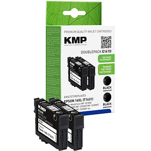 2 KMP E141D schwarz Tintenpatronen ersetzen EPSON 16XL (T1631)