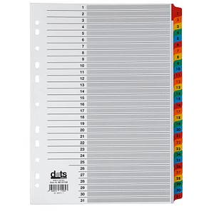 dots Ordnerregister Mylar Vollformat 1-31 weiß 31-teilig, 1 Satz