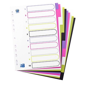 OXFORD Ordnerregister myColour Vollformat blanko farbsortiert 10-teilig, 1 Satz