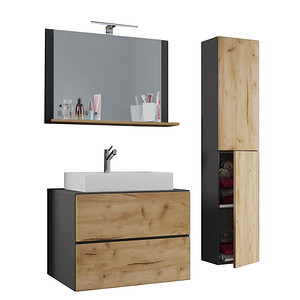 VCM my bath Badmöbel-Set Lendas L 4-tlg. honig-eiche, anthrazit 94,0 x 46,0 x 150,0 cm