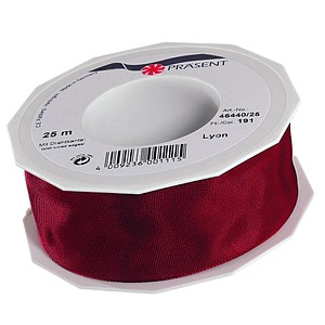 PRÄSENT Geschenkband LYON glänzend bordeaux 40,0 mm x 25,0 m