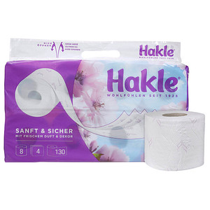 Hakle Toilettenpapier SANFT & SICHER 4-lagig 8 Rollen