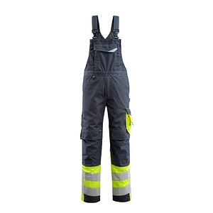 MASCOT® unisex Warnschutz-Latzhose Sunderland schwarzblau, gelb Größe 24