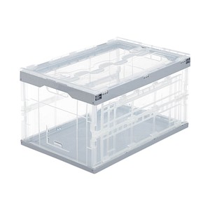 relaxdays Klappbox 60,0 l transparent/grau 59,5 x 39,5 x 31,5 cm