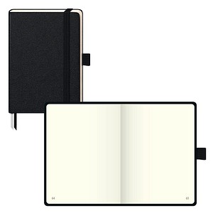 BRUNNEN Notizbuch KOMPAGNON ca. A6 blanko, schwarz Hardcover 192, davon 16 zum Heraustrennen Seiten
