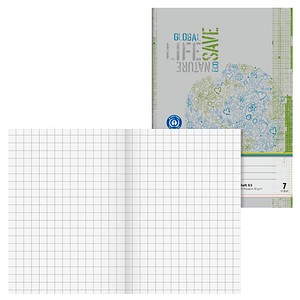 BRUNNEN Schulheft Recycling Lineatur 7 kariert DIN A5 ohne Rand, 16 Blatt