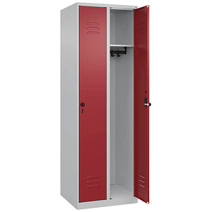 CP Spind Classic Plus lichtgrau, rubinrot 080000-20-S10002, 2 Schließfächer 60,0 x 50,0 x 185,0 cm