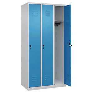 CP Spind Classic Plus lichtblau, lichtgrau 080000-30-S10004, 3 Schließfächer 90,0 x 50,0 x 185,0 cm