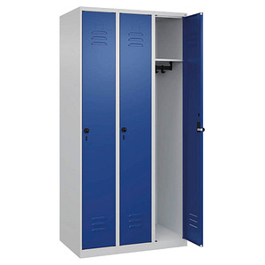 CP Spind Classic Plus lichtgrau, enzianblau 080000-30-S10003, 3 Schließfächer 90,0 x 50,0 x 185,0 cm