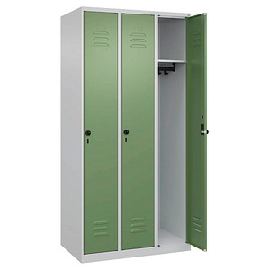 CP Spind Classic Plus lichtgrau, resedagrün 080000-30-S10006, 3 Schließfächer 90,0 x 50,0 x 185,0 cm