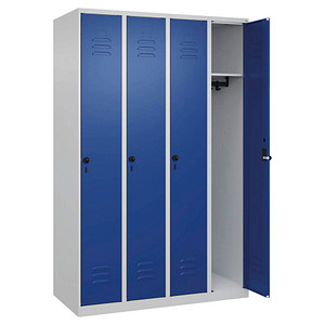 CP Spind Classic Plus lichtgrau, enzianblau 080000-40-S10003, 4 Schließfächer 120,0 x 50,0 x 185,0 cm