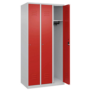CP Spind Classic Plus lichtgrau, verkehrsrot 080000-30-S10014, 3 Schließfächer 90,0 x 50,0 x 185,0 cm