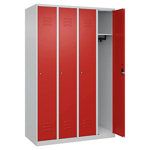 CP Spind Classic Plus lichtgrau, verkehrsrot 080000-40-S10017, 4 Schließfächer 120,0 x 50,0 x 185,0 cm