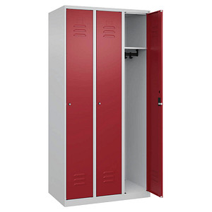CP Spind Classic Plus lichtgrau, rubinrot 080000-30-S10018, 3 Schließfächer 90,0 x 50,0 x 185,0 cm