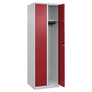 CP Spind Classic Plus lichtgrau, rubinrot 080000-20-S10031, 2 Schließfächer 60,0 x 50,0 x 185,0 cm