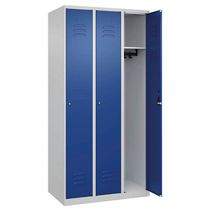 CP Spind Classic Plus lichtgrau, enzianblau 080000-30-S10029, 3 Schließfächer 90,0 x 50,0 x 185,0 cm