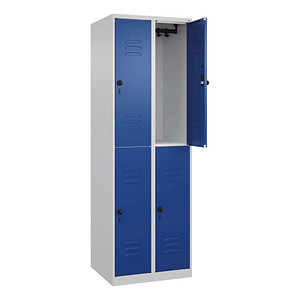 CP Spind Classic Plus lichtgrau, enzianblau 080300-20-S10003, 4 Schließfächer 60,0 x 50,0 x 185,0 cm