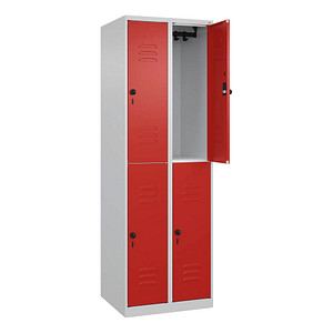 CP Spind Classic Plus lichtgrau, verkehrsrot 080300-20-S10002, 4 Schließfächer 60,0 x 50,0 x 185,0 cm