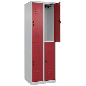 CP Spind Classic Plus lichtgrau, rubinrot 080300-20-S10001, 4 Schließfächer 60,0 x 50,0 x 185,0 cm