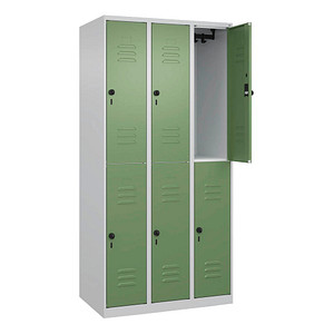 CP Spind Classic Plus lichtgrau, resedagrün 080300-30-S10006, 6 Schließfächer 90,0 x 50,0 x 185,0 cm