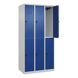 CP Spind Classic Plus lichtgrau, enzianblau 080300-30-S10003, 6 Schließfächer 90,0 x 50,0 x 185,0 cm