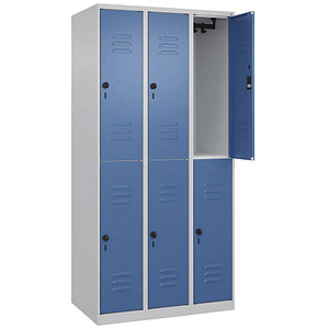 CP Spind Classic Plus lichtgrau, fernblau 080300-30-S10005, 6 Schließfächer 90,0 x 50,0 x 185,0 cm