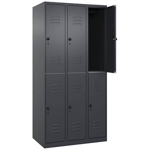 CP Spind Classic Plus anthrazitgrau 080300-30-S10010, 6 Schließfächer 90,0 x 50,0 x 185,0 cm