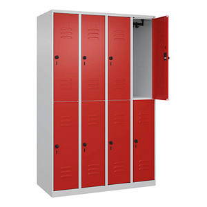 CP Spind Classic Plus lichtgrau, verkehrsrot 080300-40-S10002, 8 Schließfächer 120,0 x 50,0 x 185,0 cm