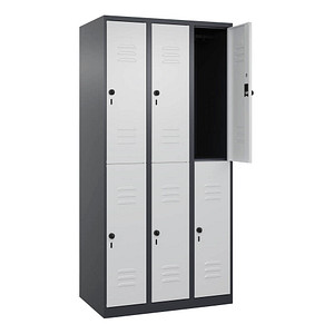 CP Spind Classic Plus anthrazitgrau, lichtgrau 080300-30-S10011, 6 Schließfächer 90,0 x 50,0 x 185,0 cm