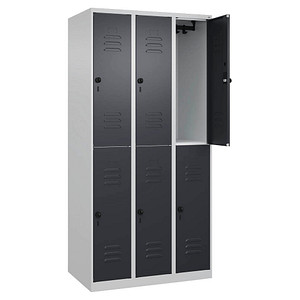 CP Spind Classic Plus anthrazitgrau, lichtgrau 080300-30-S10007, 6 Schließfächer 90,0 x 50,0 x 185,0 cm