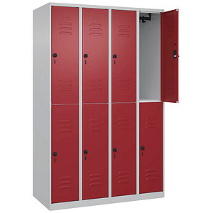 CP Spind Classic Plus lichtgrau, rubinrot 080300-40-S10001, 8 Schließfächer 120,0 x 50,0 x 185,0 cm
