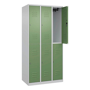 CP Spind Classic Plus lichtgrau, resedagrün 080300-30-S10015, 6 Schließfächer 90,0 x 50,0 x 185,0 cm