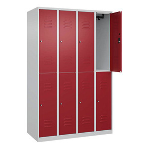 CP Spind Classic Plus lichtgrau, rubinrot 080300-40-S10021, 8 Schließfächer 120,0 x 50,0 x 185,0 cm
