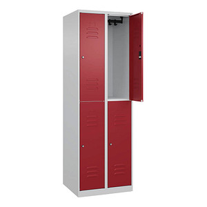 CP Spind Classic Plus lichtgrau, rubinrot 080300-20-S10046, 4 Schließfächer 60,0 x 50,0 x 185,0 cm