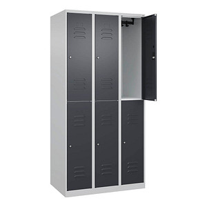 CP Spind Classic Plus anthrazitgrau, lichtgrau 080300-30-S10044, 6 Schließfächer 90,0 x 50,0 x 185,0 cm