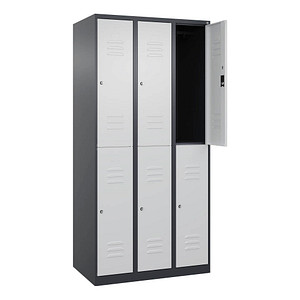 CP Spind Classic Plus anthrazitgrau, lichtgrau 080300-30-S10054, 6 Schließfächer 90,0 x 50,0 x 185,0 cm
