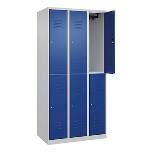 CP Spind Classic Plus lichtgrau, enzianblau 080300-30-S10046, 6 Schließfächer 90,0 x 50,0 x 185,0 cm