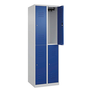 CP Spind Classic Plus lichtgrau, enzianblau 080300-20-S10055, 4 Schließfächer 60,0 x 50,0 x 185,0 cm