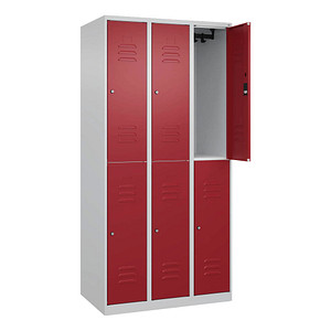 CP Spind Classic Plus lichtgrau, rubinrot 080300-30-S10056, 6 Schließfächer 90,0 x 50,0 x 185,0 cm