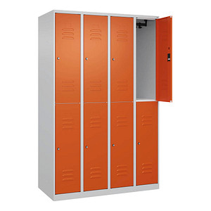 CP Spind Classic Plus reinorange, lichtgrau 080300-40-S10061, 8 Schließfächer 120,0 x 50,0 x 185,0 cm