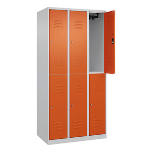 CP Spind Classic Plus reinorange, lichtgrau 080300-30-S10061, 6 Schließfächer 90,0 x 50,0 x 185,0 cm