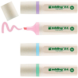 Textmarker 24/4S EcoLine 4er pastell Keilspitze, Strichbreite 2 - 5 mm