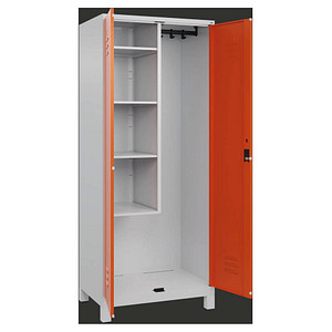 CP Putzmittelschrank Classic Plus 080110-02-S10037 lichtgrau, reinorange 80,0 x 50,0 x 195,0 cm, aufgebaut