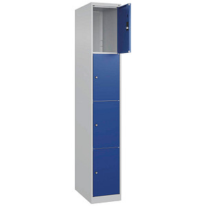 CP Schließfachschrank Classic Plus lichtgrau, enzianblau 080000-104-S10003, 4 Schließfächer 30,0 x 50,0 x 185,0 cm