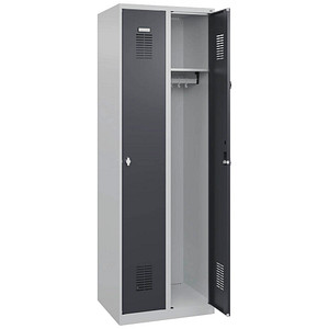 CP Spind Classic Plus anthrazitgrau, lichtgrau 088055-20-S10001, 2 Schließfächer 60,0 x 50,0 x 185,0 cm